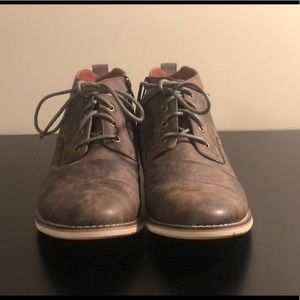 Ferro Aldo Blaine Mens Casual Brague Mid-Top Lace-Up and Zipper Boots, Brown